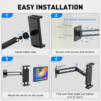 Tablet Stand for Desk, Adjustable iPad Holder for Bed, 4.7"-15.6"