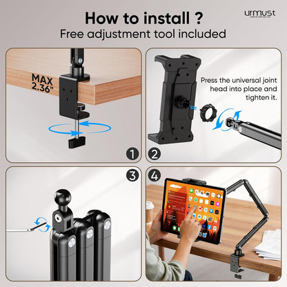 Tablet Stand for Desk, Adjustable iPad Holder for Bed, 4.7"-15.6"