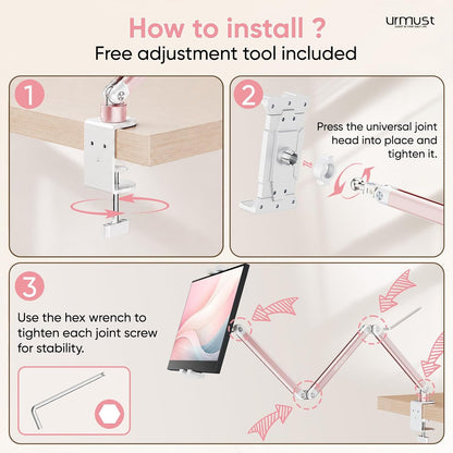 Tablet Stand for Desk, Adjustable iPad Holder for Bed, 4.7"-15.6"