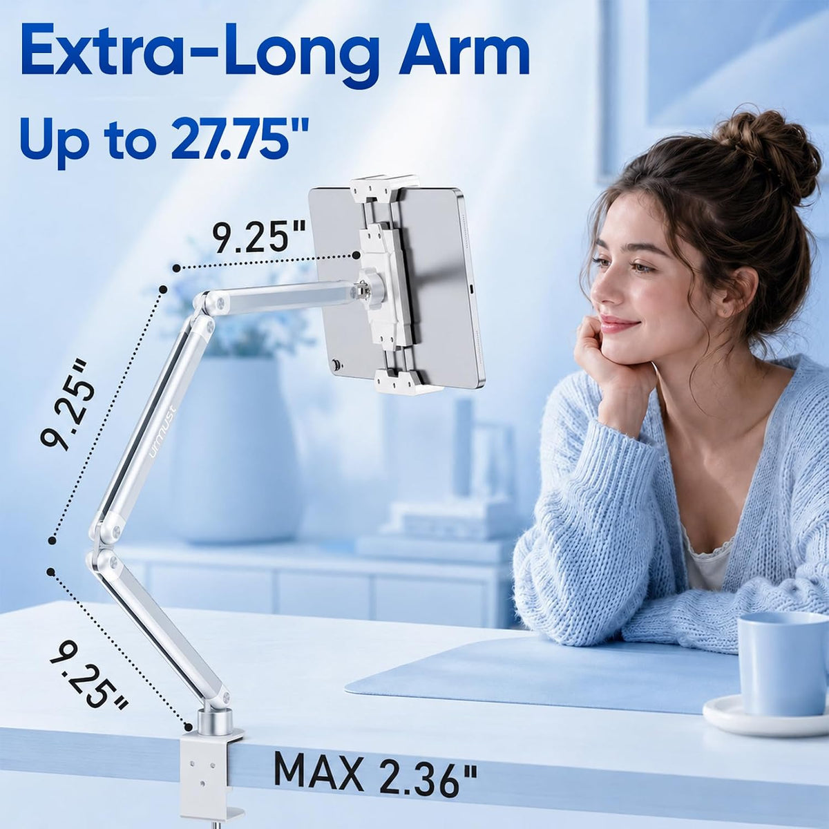Tablet Stand for Desk, Adjustable iPad Holder for Bed, 4.7"-15.6"