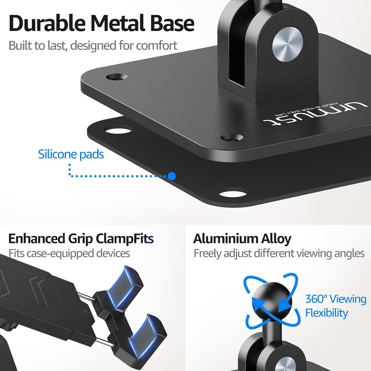 Tablet Stand for Desk, Adjustable iPad Holder for Bed, 4.7"-15.6"