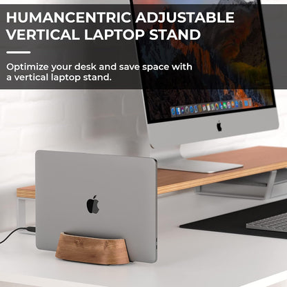 Vertical Laptop Stand in Black Walnut Wood, Adjustable