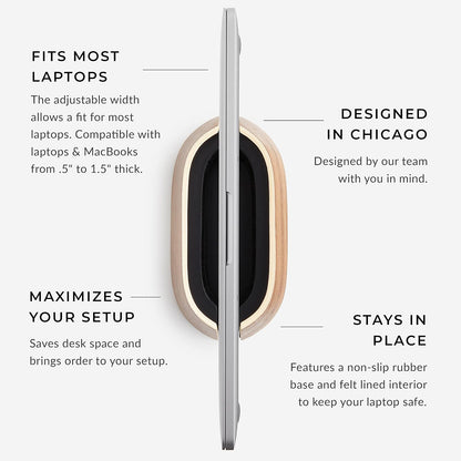 Vertical Laptop Stand in Black Walnut Wood, Adjustable