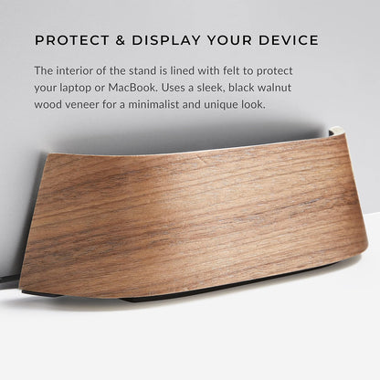 Vertical Laptop Stand in Black Walnut Wood, Adjustable