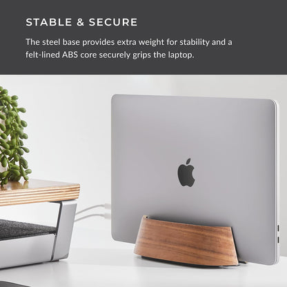 Vertical Laptop Stand in Black Walnut Wood, Adjustable
