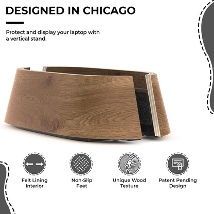 Vertical Laptop Stand in Black Walnut Wood, Adjustable