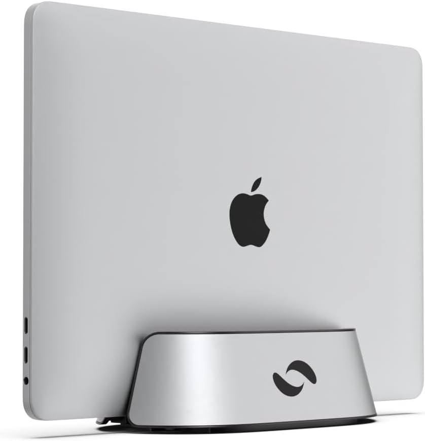 Vertical Laptop Stand in Black Walnut Wood, Adjustable