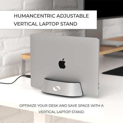 Vertical Laptop Stand in Black Walnut Wood, Adjustable