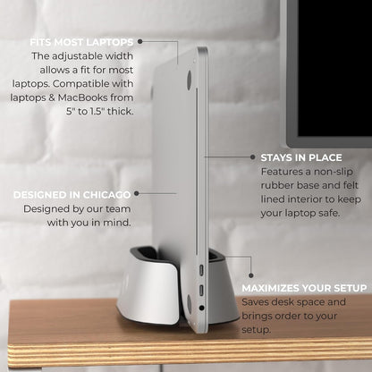 Vertical Laptop Stand in Black Walnut Wood, Adjustable