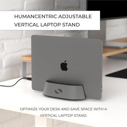 Vertical Laptop Stand in Black Walnut Wood, Adjustable