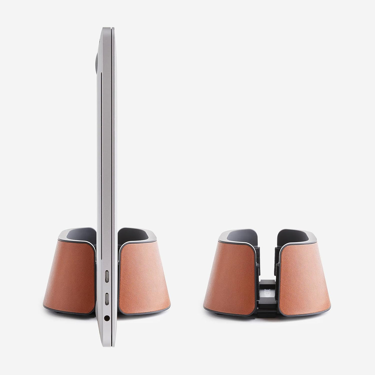 Vertical Laptop Stand in Black Walnut Wood, Adjustable