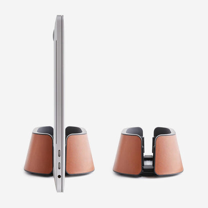 Vertical Laptop Stand in Black Walnut Wood, Adjustable