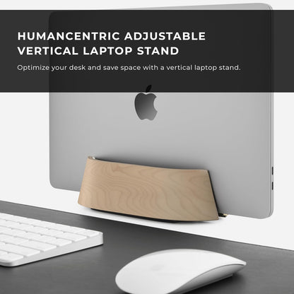 Vertical Laptop Stand in Black Walnut Wood, Adjustable