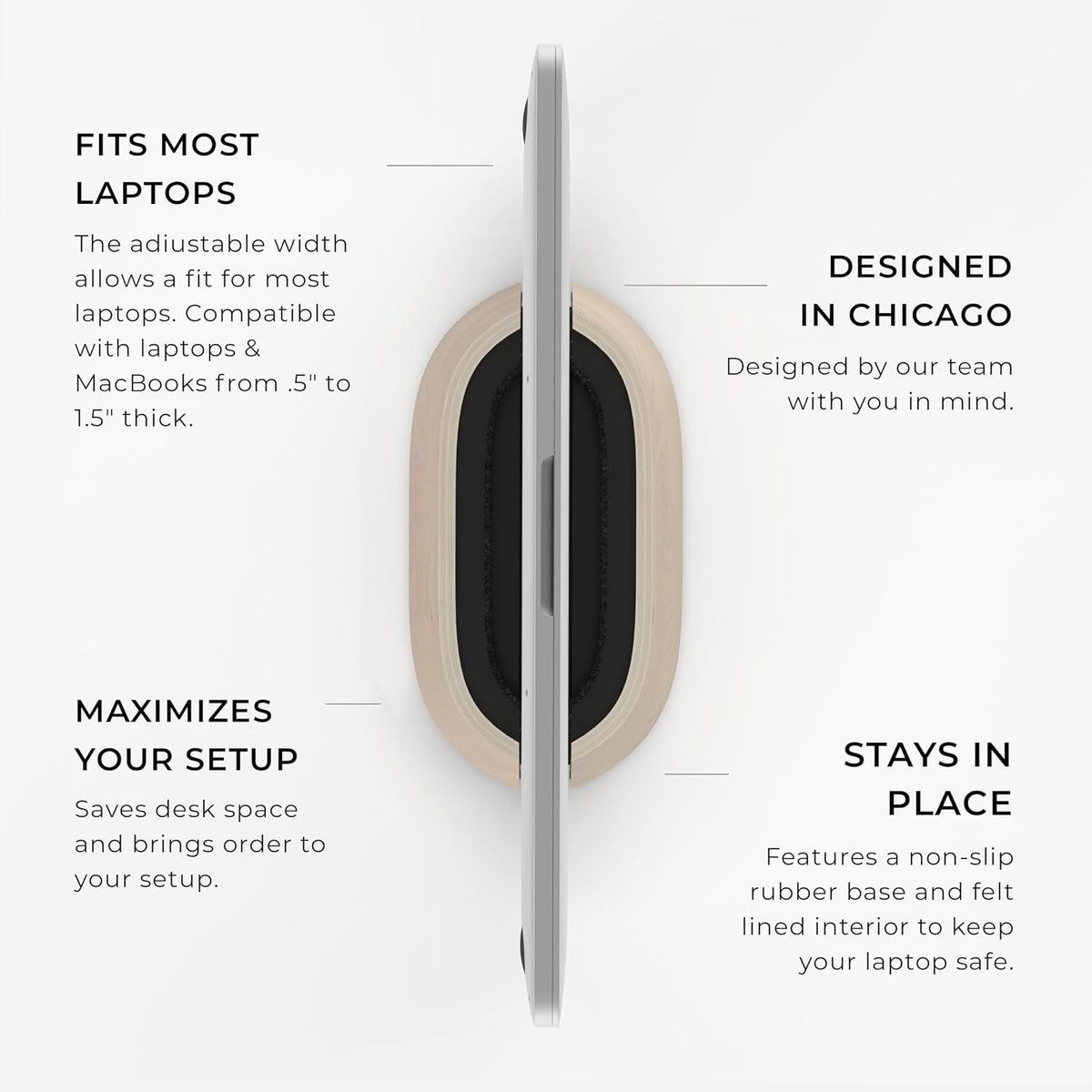 Vertical Laptop Stand in Black Walnut Wood, Adjustable