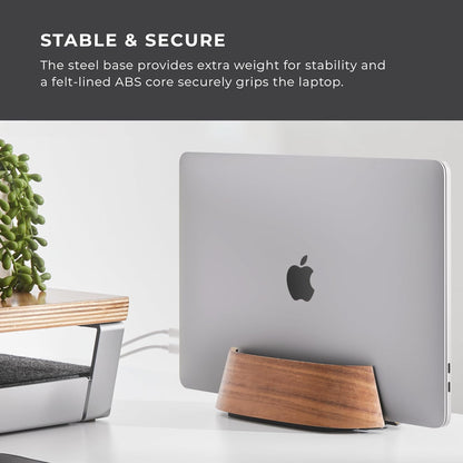 Vertical Laptop Stand in Black Walnut Wood, Adjustable