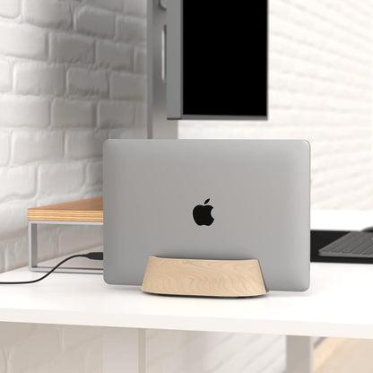 Vertical Laptop Stand in Black Walnut Wood, Adjustable