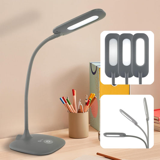 Soft Touch LED Desk Lamp, 3 Brightness Settings, Grey