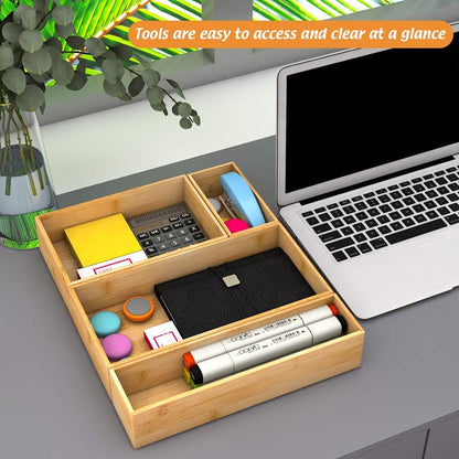Bamboo Kitchen Drawer Organizer 12"x 3", Storage Box for Utensil Organizer