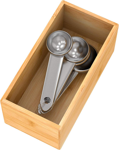Bamboo Kitchen Drawer Organizer 12"x 3", Storage Box for Utensil Organizer