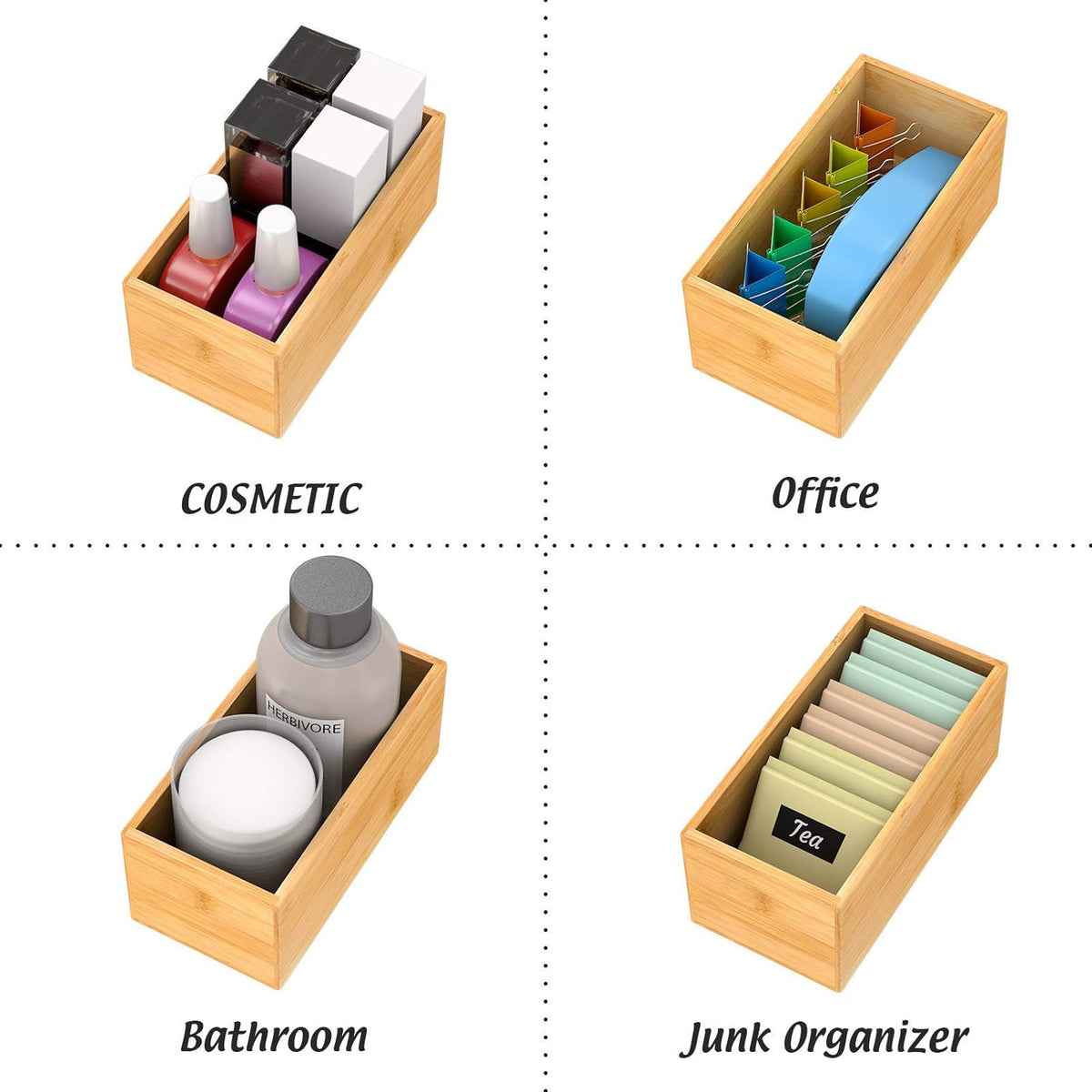 Bamboo Kitchen Drawer Organizer 12"x 3", Storage Box for Utensil Organizer