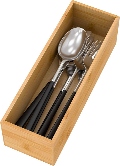 Bamboo Kitchen Drawer Organizer 12"x 3", Storage Box for Utensil Organizer
