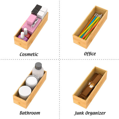 Bamboo Kitchen Drawer Organizer 12"x 3", Storage Box for Utensil Organizer