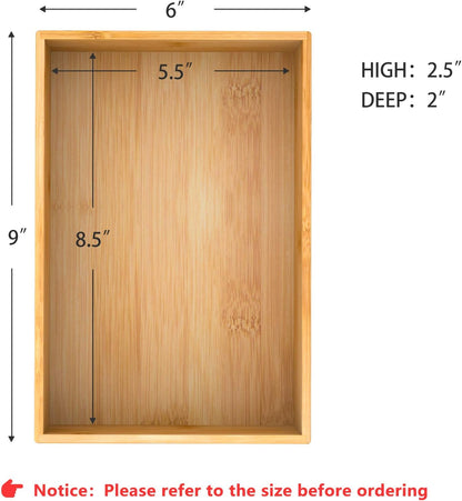 Bamboo Kitchen Drawer Organizer 12"x 3", Storage Box for Utensil Organizer