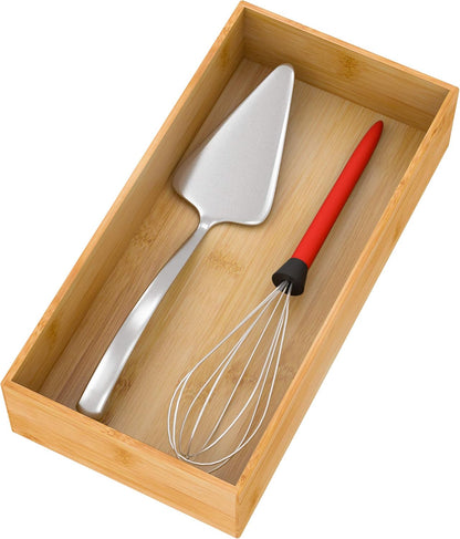 Bamboo Kitchen Drawer Organizer 12"x 3", Storage Box for Utensil Organizer