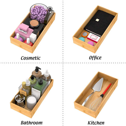 Bamboo Kitchen Drawer Organizer 12"x 3", Storage Box for Utensil Organizer