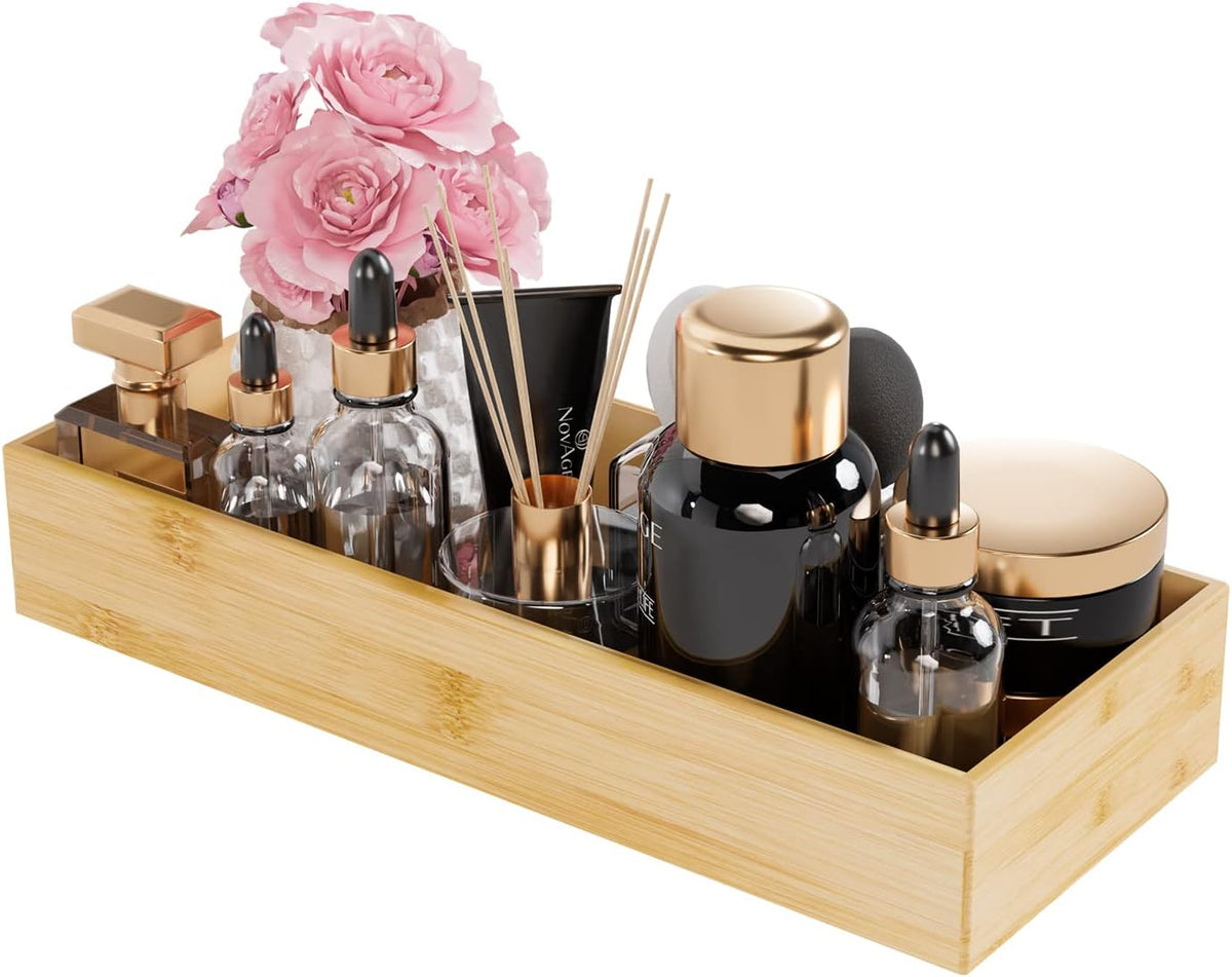 Bamboo Kitchen Drawer Organizer 12"x 3", Storage Box for Utensil Organizer
