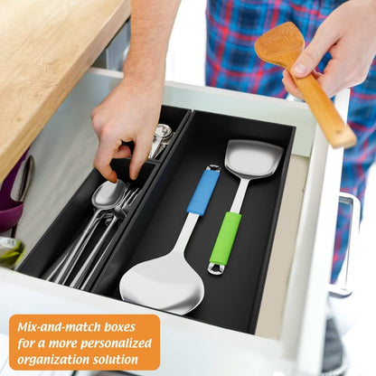 Bamboo Kitchen Drawer Organizer 12"x 3", Storage Box for Utensil Organizer