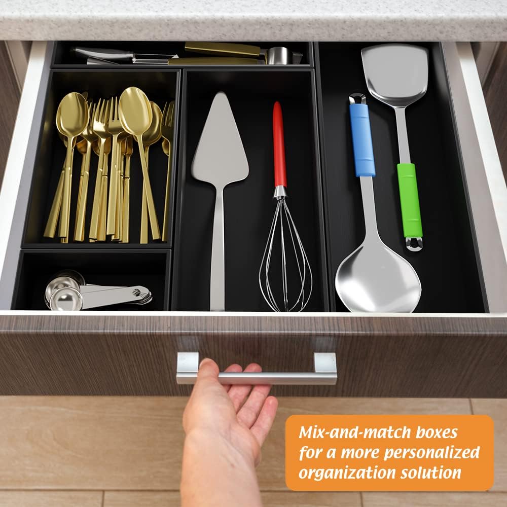 Bamboo Kitchen Drawer Organizer 12"x 3", Storage Box for Utensil Organizer