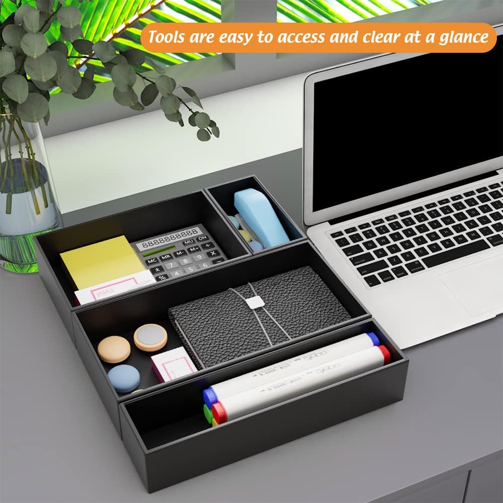 Bamboo Kitchen Drawer Organizer 12"x 3", Storage Box for Utensil Organizer