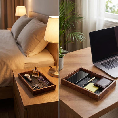 Valet Tray Wooden Catch All Tray Nightstand Tray Valet Desk Tray