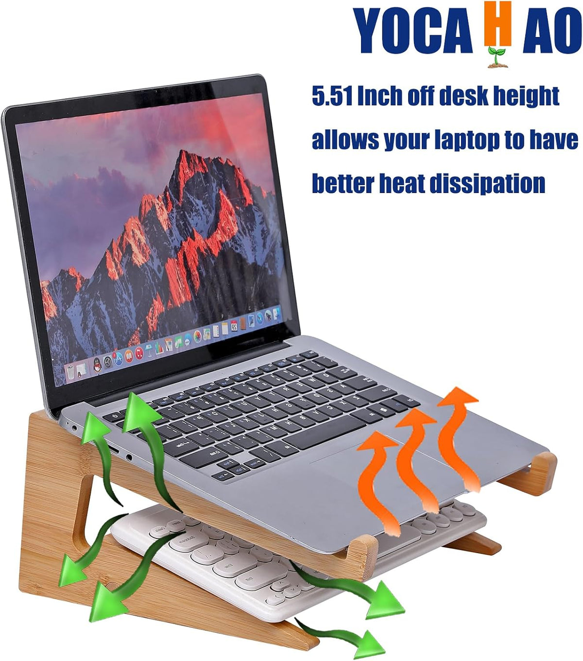 Wooden Laptop Stand Vertical Laptop for 13-18.6in,Bamboo Stand for Desk