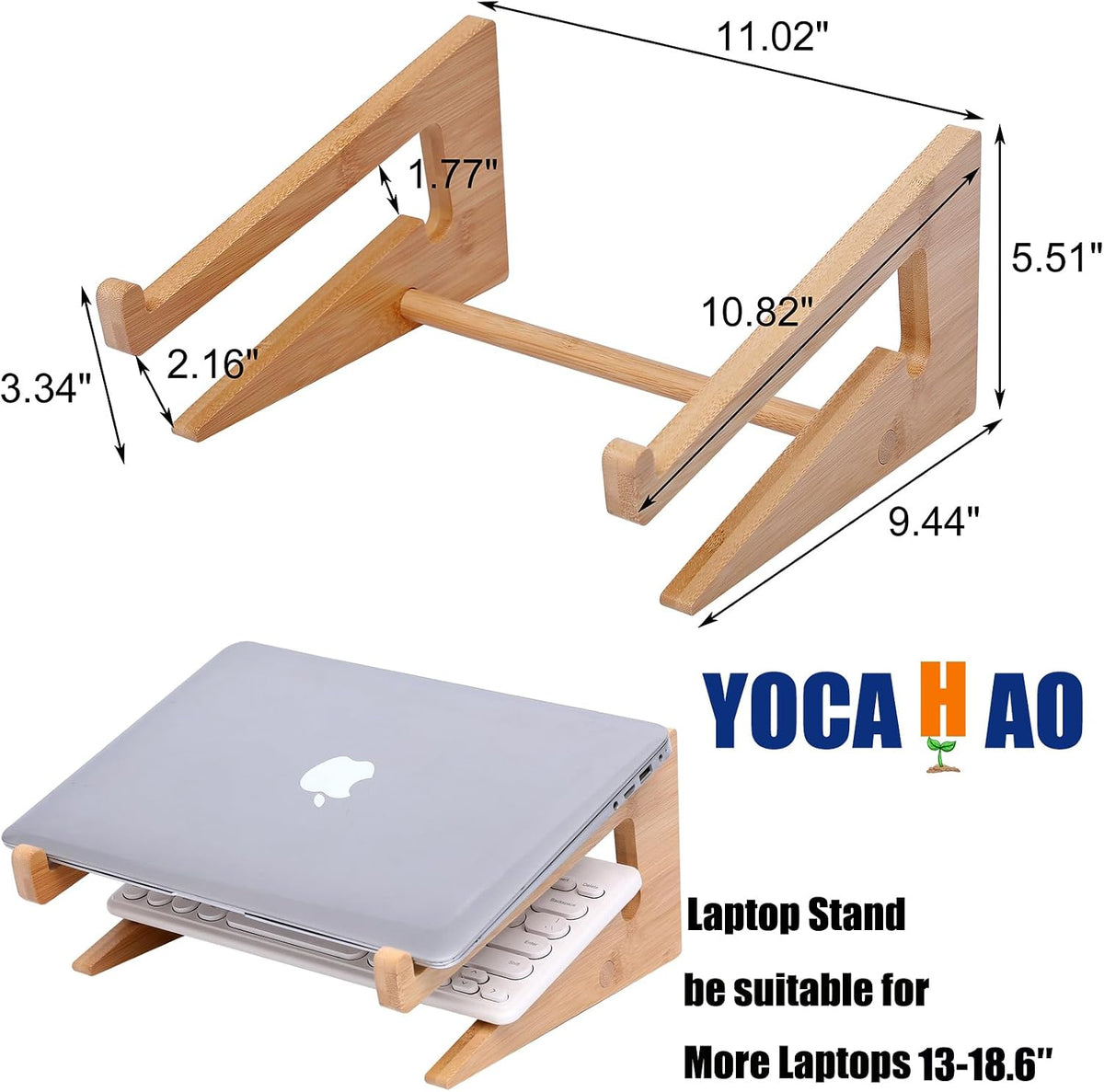 Wooden Laptop Stand Vertical Laptop for 13-18.6in,Bamboo Stand for Desk