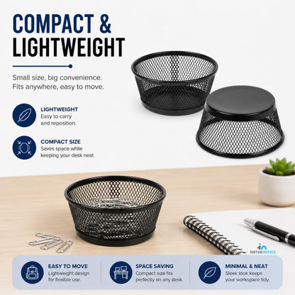 Mesh Paper Clip Holder for Desk, Paperclip Holder, 2 Pack