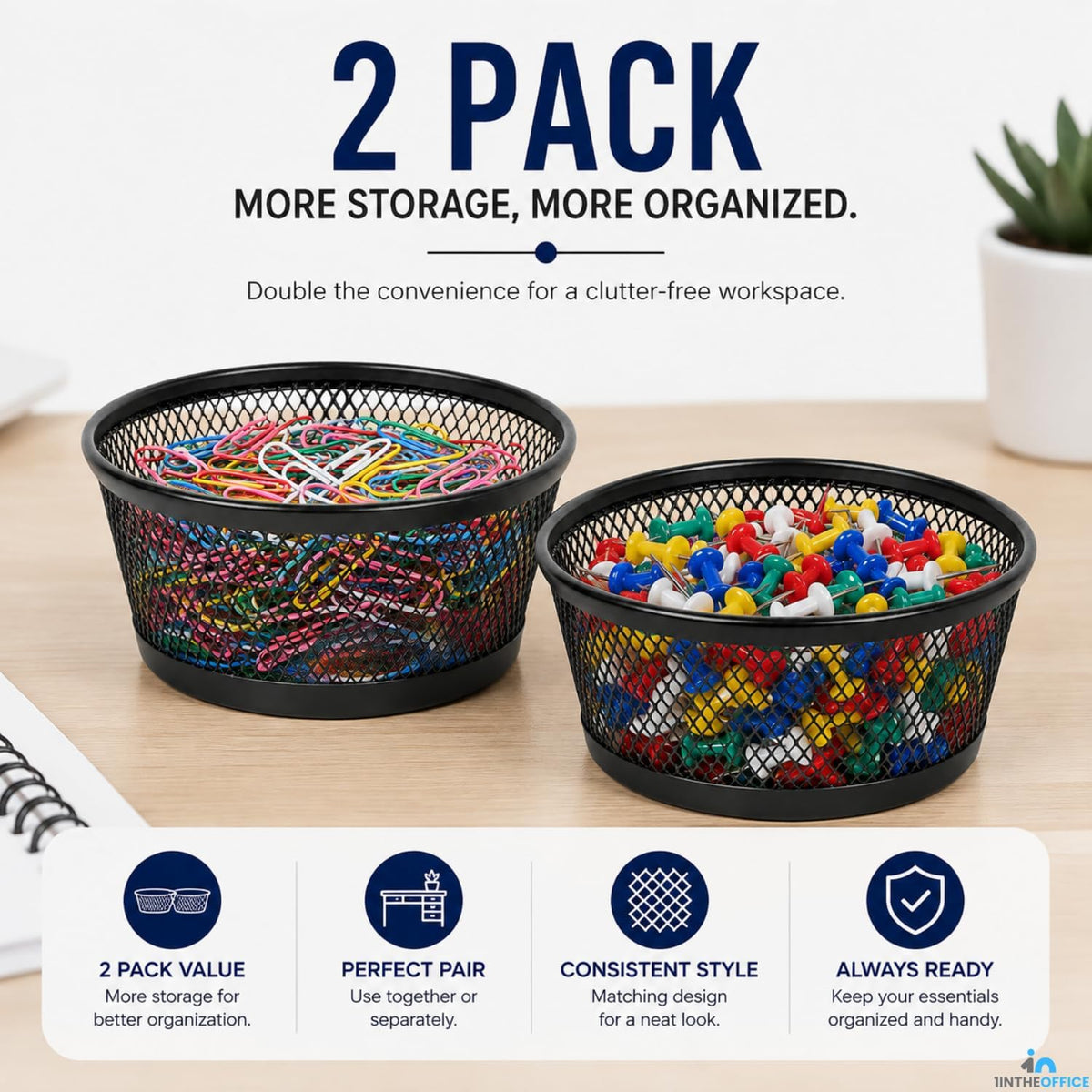 Mesh Paper Clip Holder for Desk, Paperclip Holder, 2 Pack