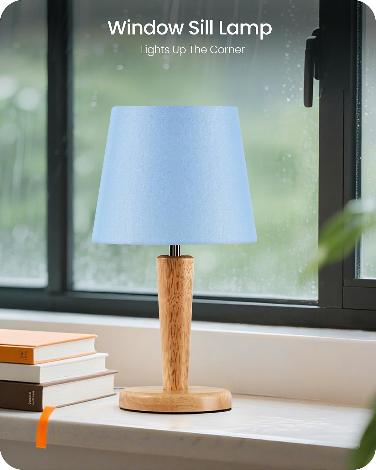12" Wood Bedside Table Lamps Set of 2, Small Desk Lamps for Small Places, 3 Color Temperatures with Memory, Beige Linen Shade & E26 Bulbs, for Bedroom Living Room Office LE13TLP205