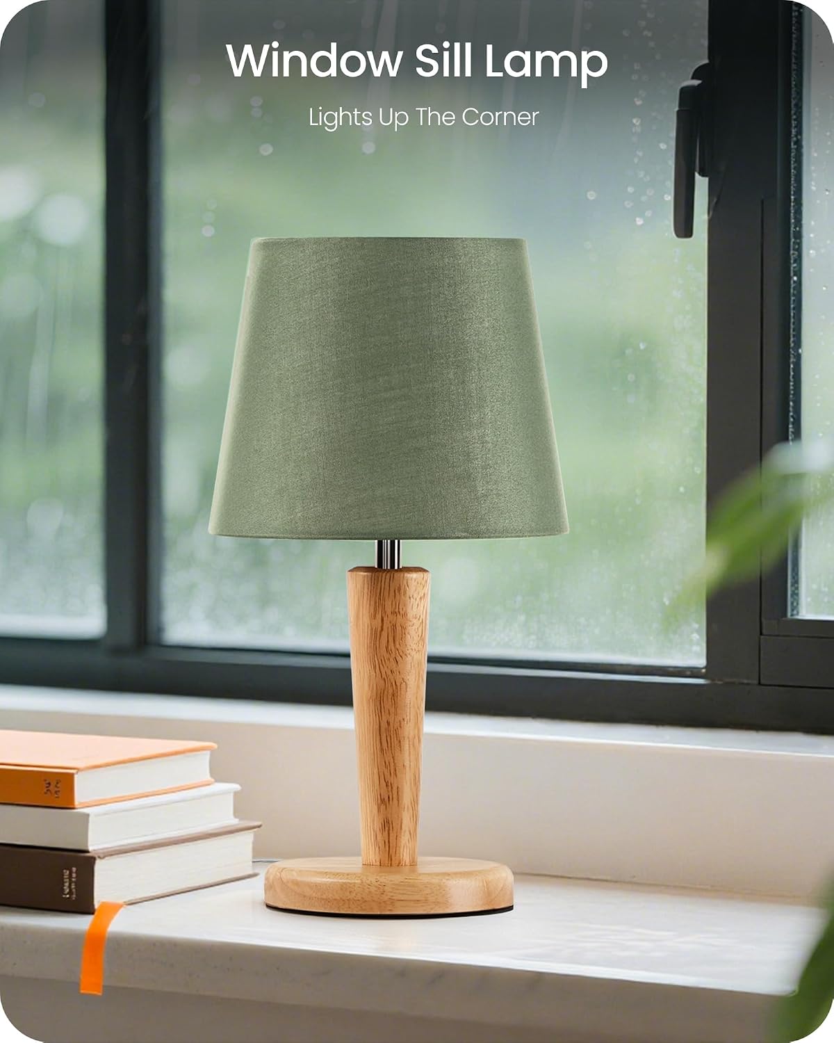 12" Wood Bedside Table Lamps Set of 2, Small Desk Lamps for Small Places, 3 Color Temperatures with Memory, Beige Linen Shade & E26 Bulbs, for Bedroom Living Room Office LE13TLP205
