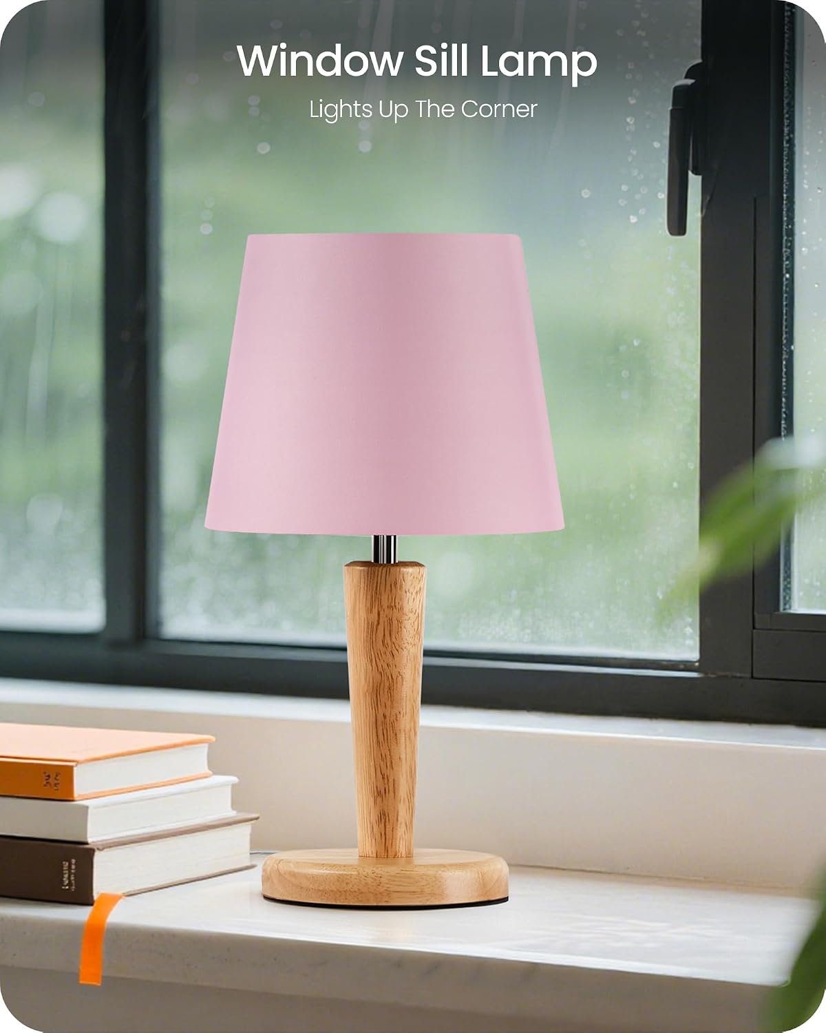 12" Wood Bedside Table Lamps Set of 2, Small Desk Lamps for Small Places, 3 Color Temperatures with Memory, Beige Linen Shade & E26 Bulbs, for Bedroom Living Room Office LE13TLP205