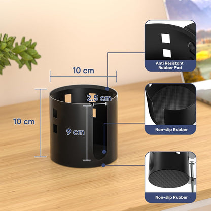 Deeper Anti-Spill Large Desk Cup Holder Clamp,Metal Table Cup Holder(Black)