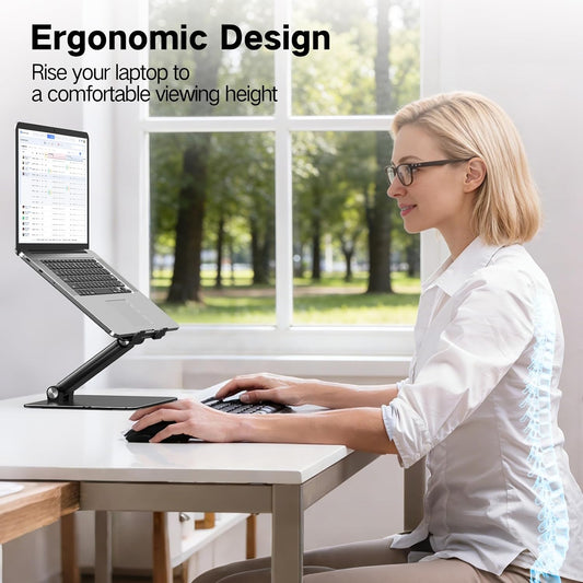 Adjustable Laptop Stand for Desk, Metal Foldable Laptop Riser