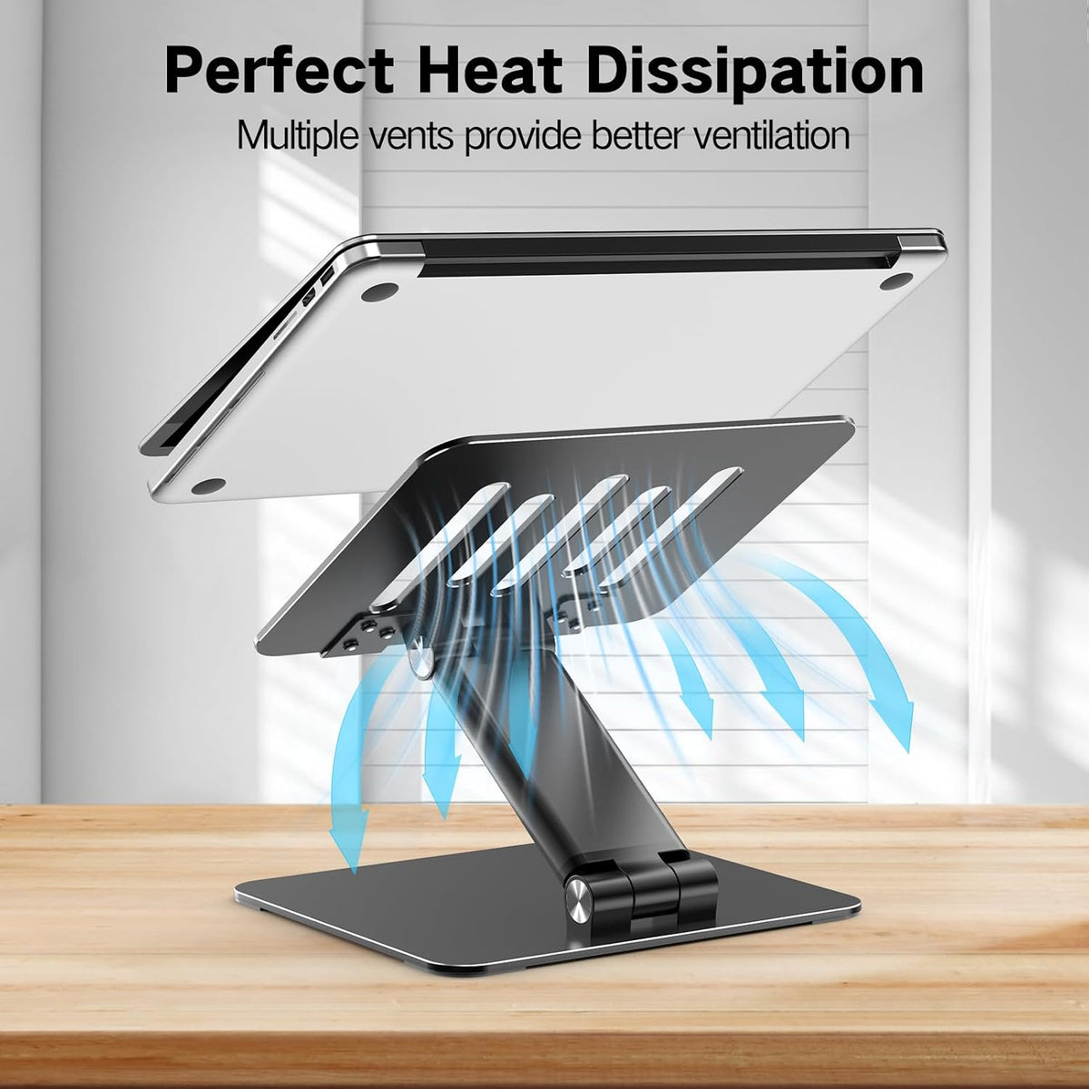Adjustable Laptop Stand for Desk, Metal Foldable Laptop Riser