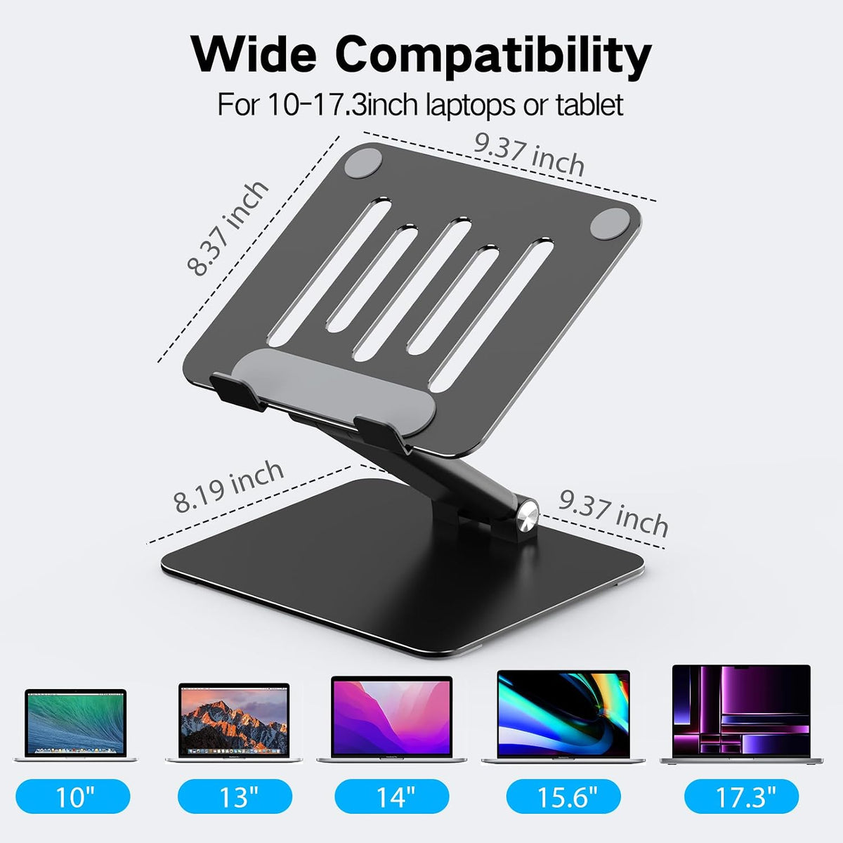Adjustable Laptop Stand for Desk, Metal Foldable Laptop Riser