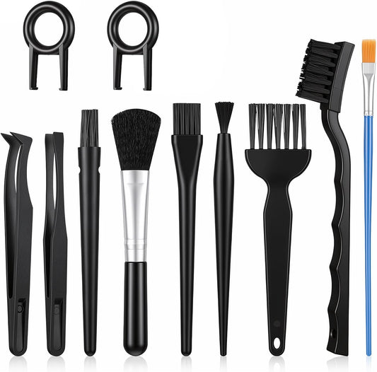 11 Pcs Mini Keyboard Cleaning Brushes Kit, Mini Anti Static Brush with Keycap Puller Tweezers, Dust Cleaning Brushes for Electronic Devices Computer Motherboard Fans Camera Small Space
