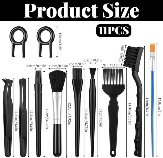 11 Pcs Mini Keyboard Cleaning Brushes Kit, Mini Anti Static Brush with Keycap Puller Tweezers, Dust Cleaning Brushes for Electronic Devices Computer Motherboard Fans Camera Small Space
