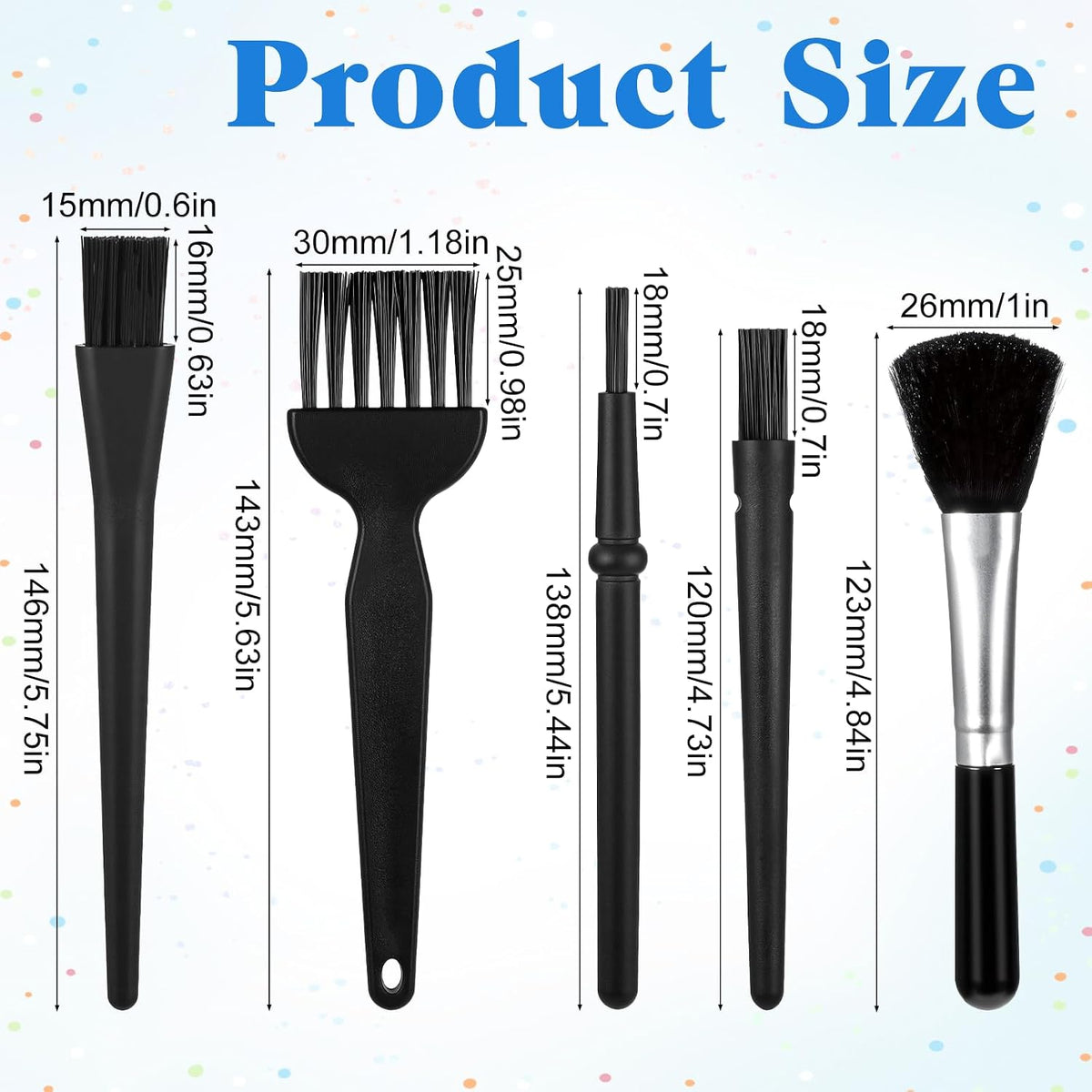 Mini Keyboard Brush, 5 Pcs PP Handle Nylon Anti-Static Keyboard Cleaning Brushes Kit Portable Dusting Brushes for Keyboards Car Interior Motherboard Camera Small Electronics Cleaning