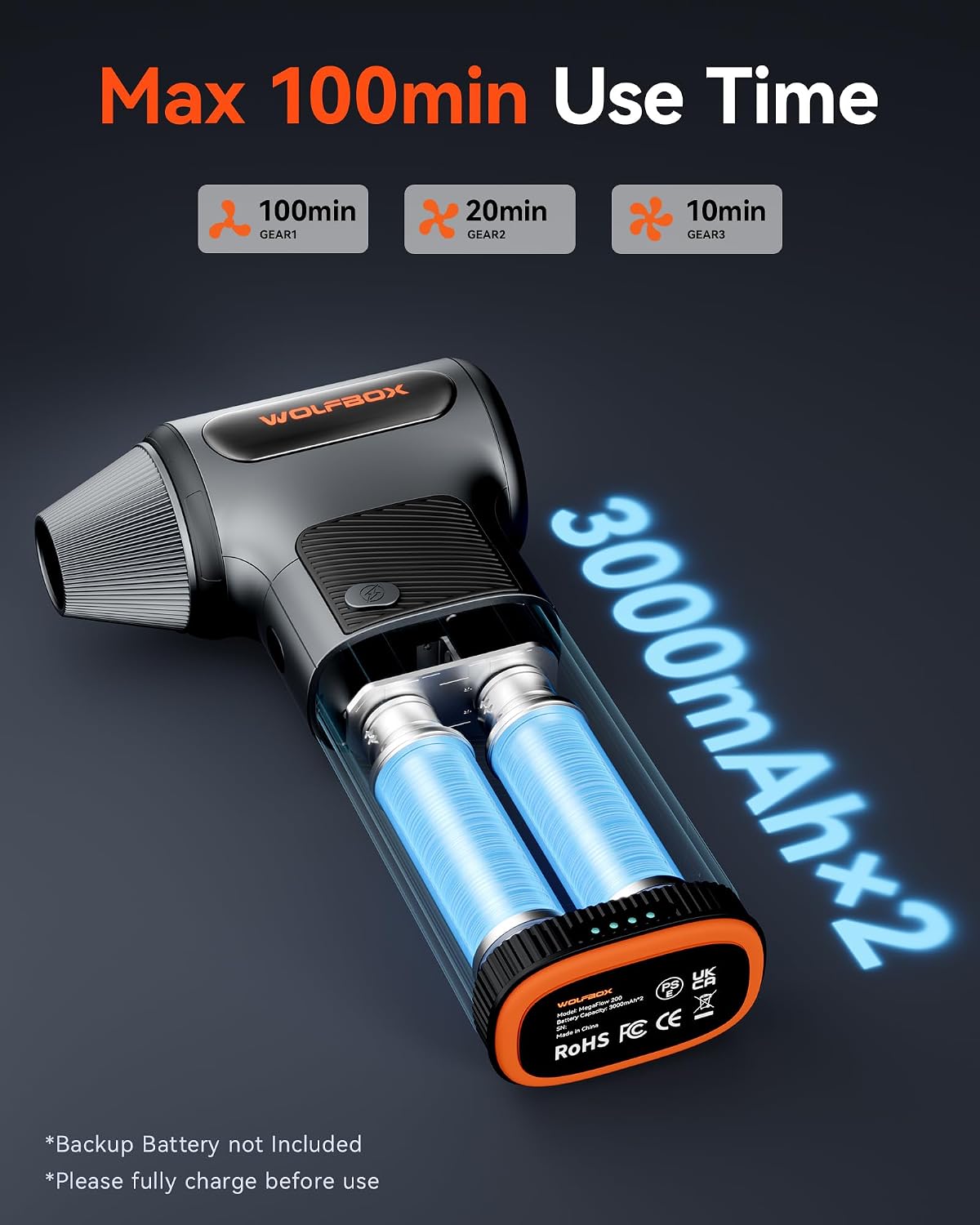 MF200 Compressed Air Duster, Removable Battery, Car Cleaning, Home