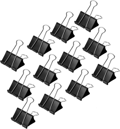Sturdy Binder Clips, Office Supplies, Small 0.75 in, Document Organizing, School Supplies, Black